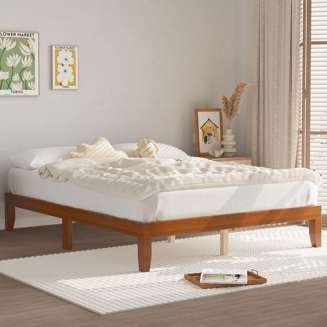 Twolike Wood Platforms Bed, Mattress Foundation