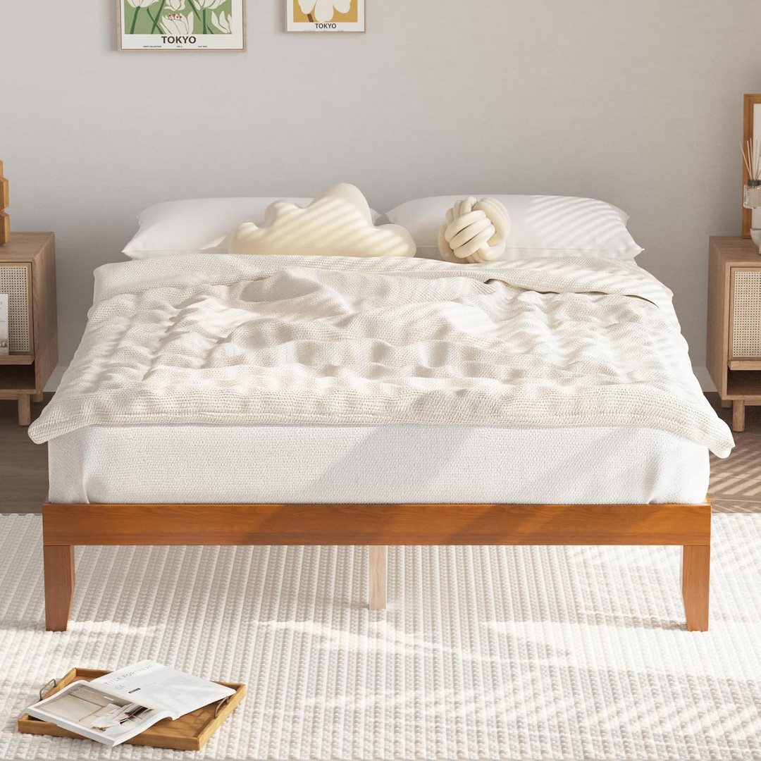 Twolike Wood Platforms Bed, Mattress Foundation