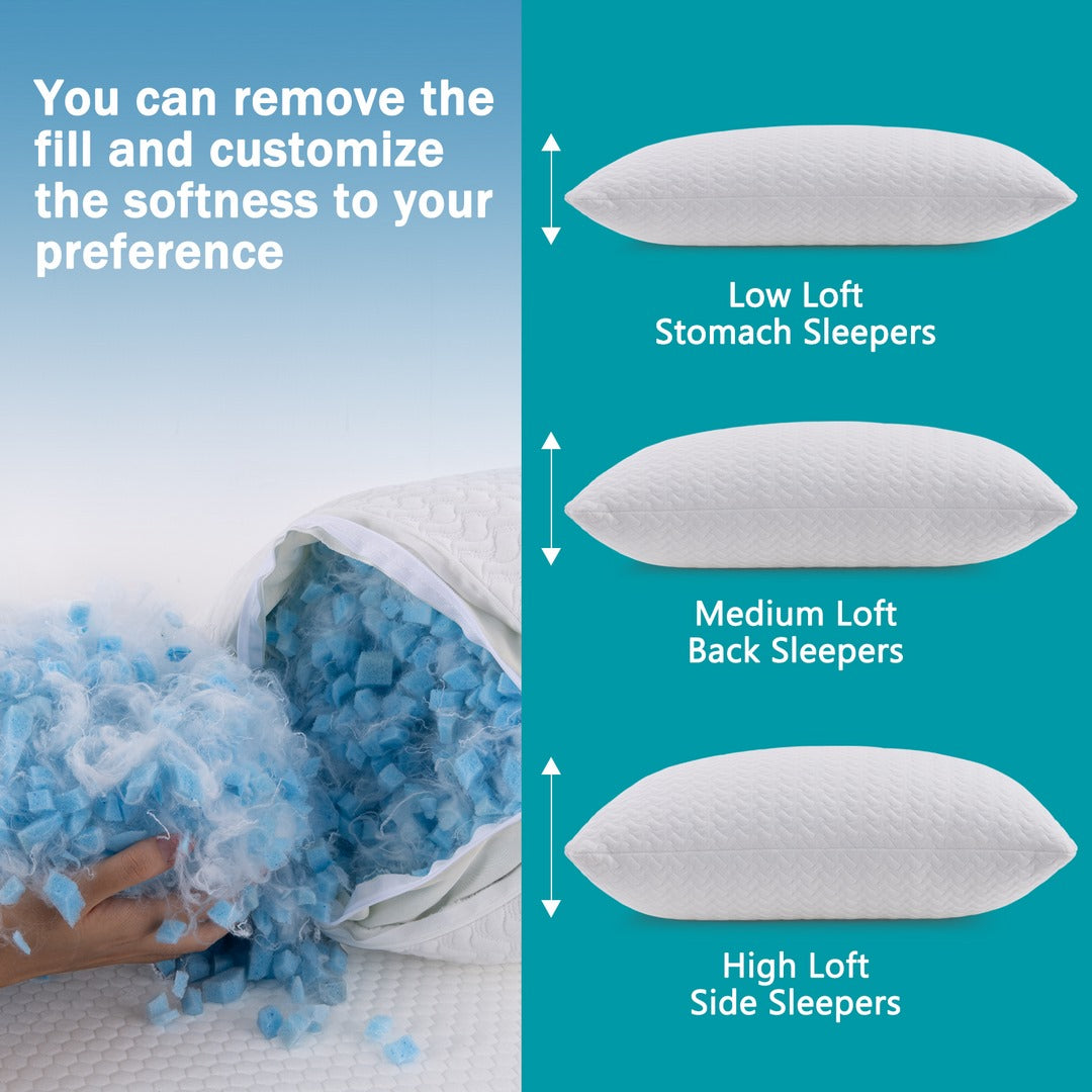 Cooling Gel Memory Foam Pillows Set - 2 Packs