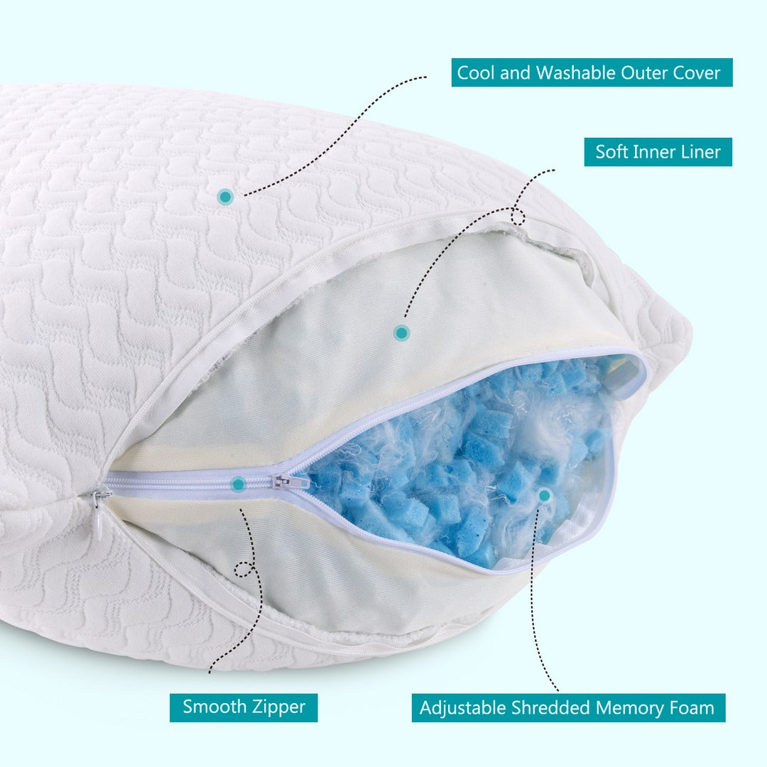Cooling Gel Memory Foam Pillows Set - 2 Packs