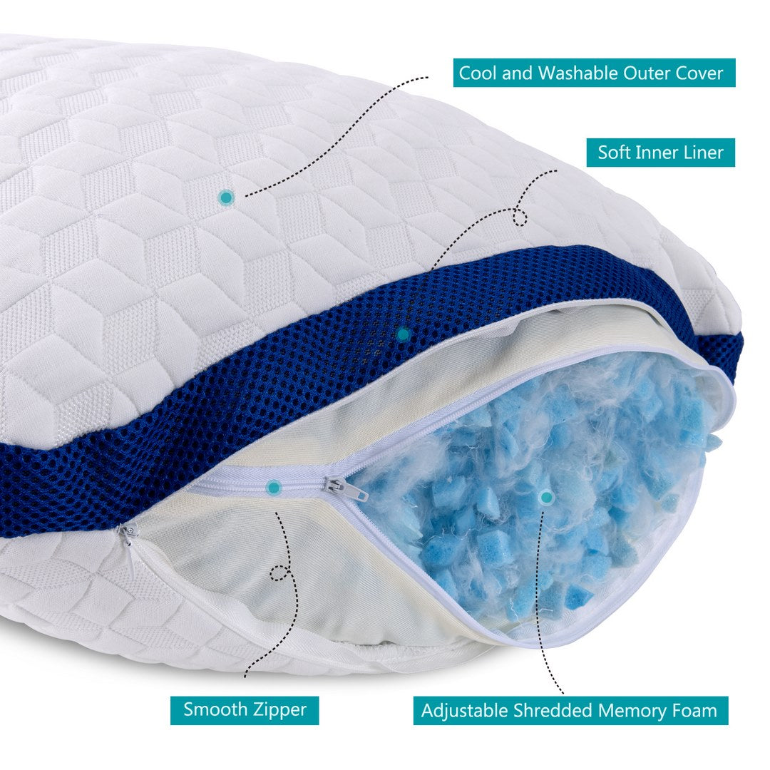 3D-Tech Gel Memory Foam Pillows Set - 2 Packs
