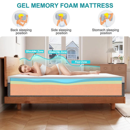 Twolike Pousses Memory Foam Mattress, Fiberglass free