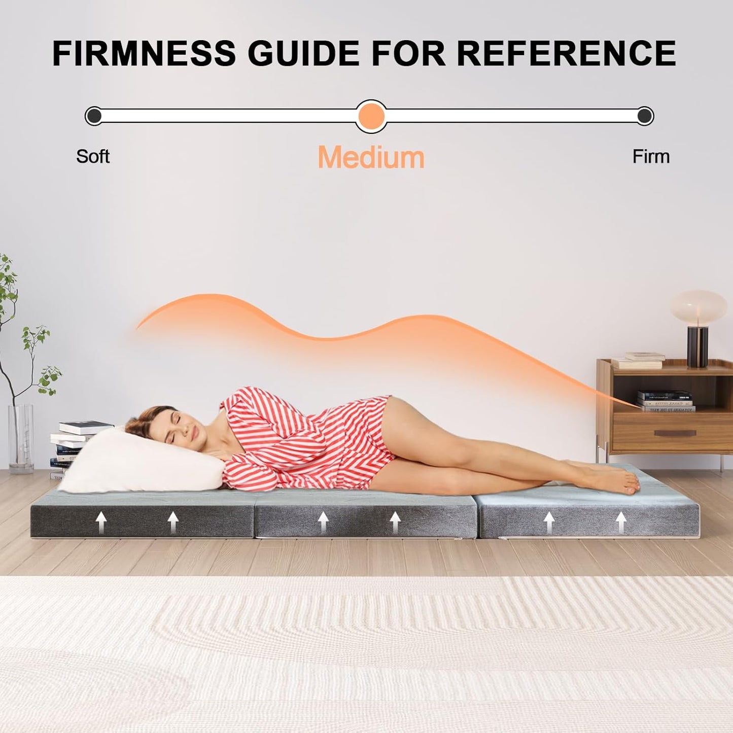 Twolike Calista Tri-Fold Foam Mattress, Fiberglass Free