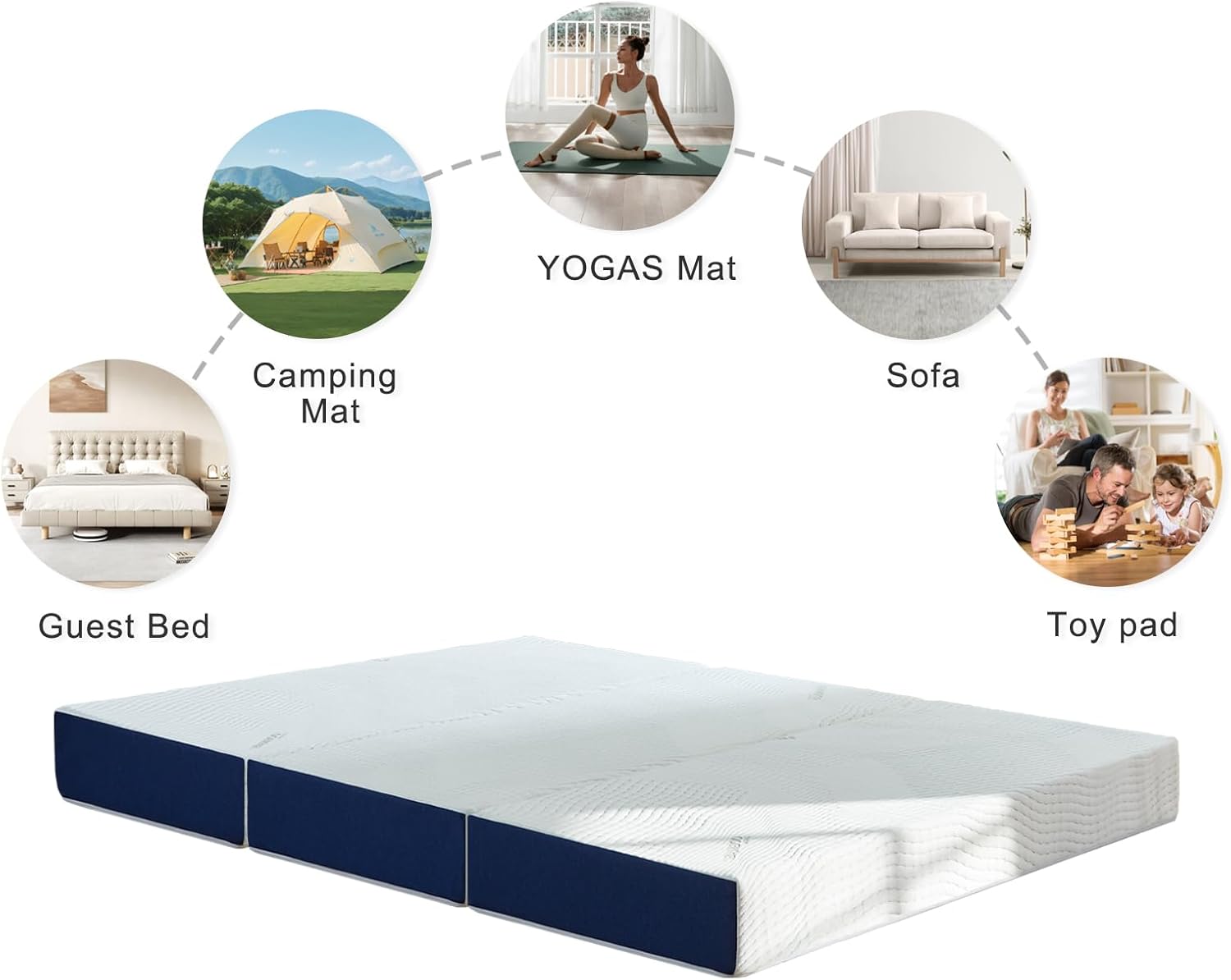 Twolike Solacea Tri-Fold Foam Mattress, Fiberglass Free