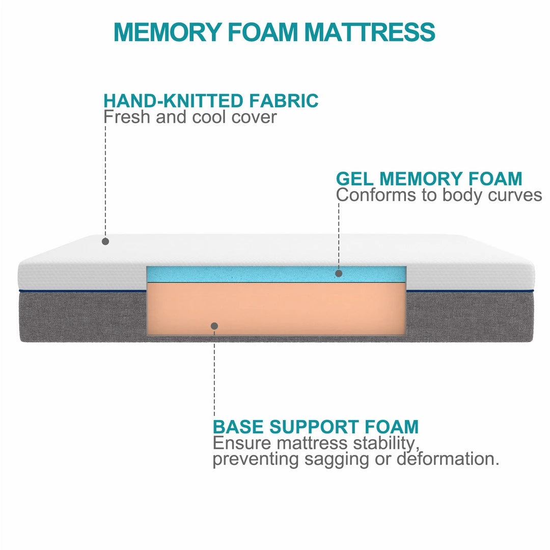 Twolike Pousses Memory Foam Mattress, Fiberglass free