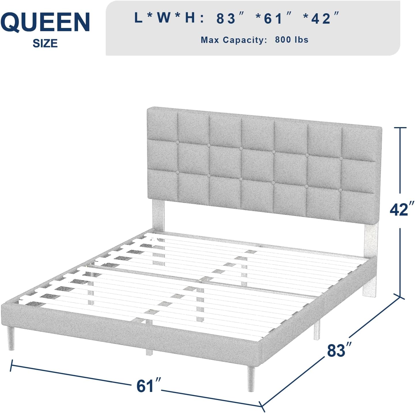 Twolike Riley Bed Frame with Headboard