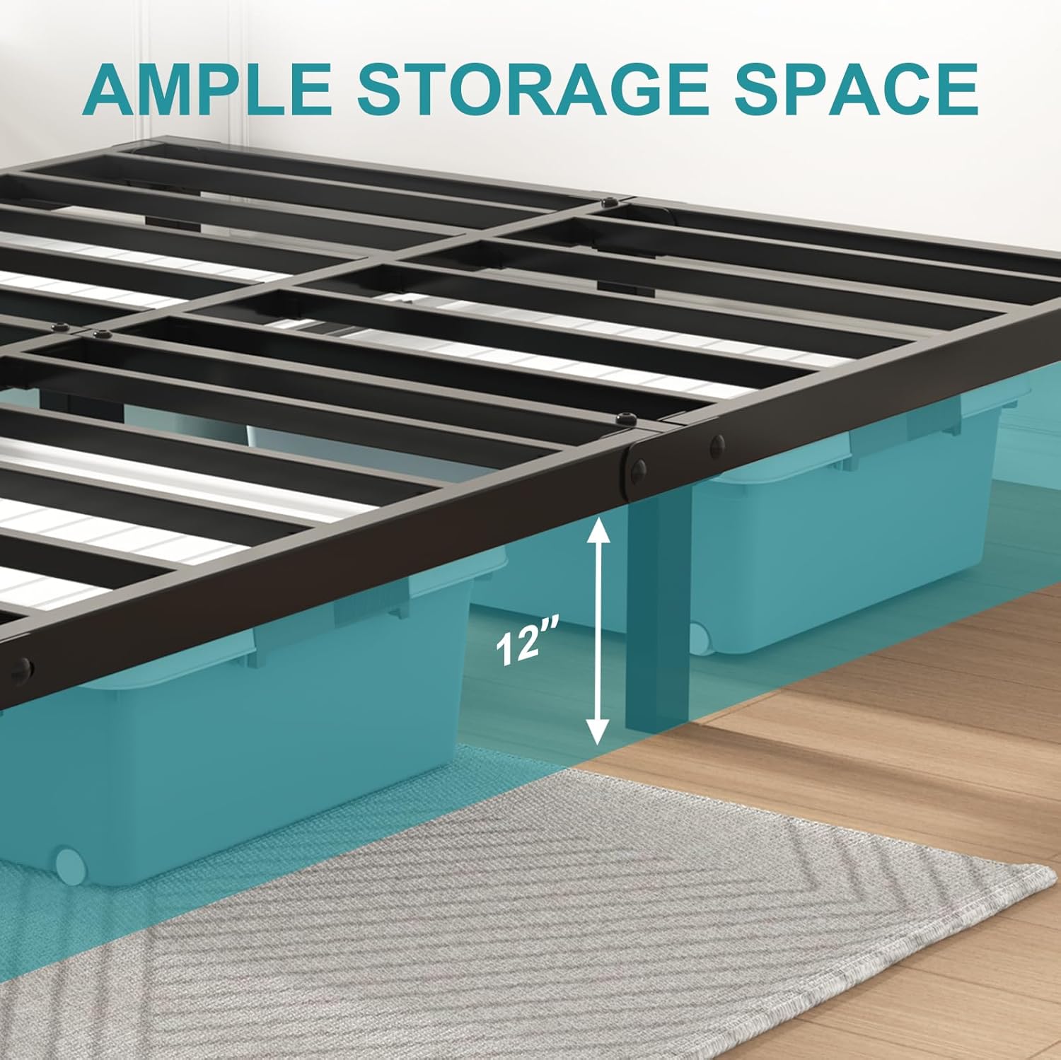 Twolike Metals Bed Frames with Underbed Storage