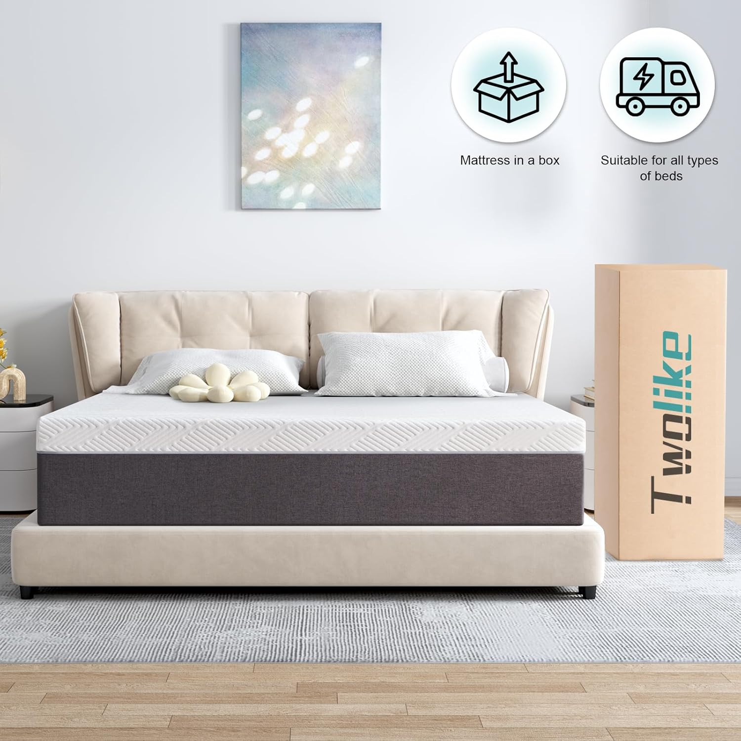 Twolike Ember Memory Foam Mattress, Fiberglass Free