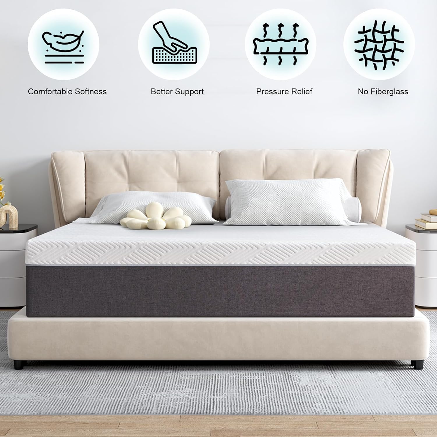 Twolike Ember Memory Foam Mattress, Fiberglass Free