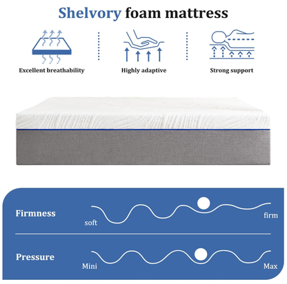Full Size 6 Inch Memory Foam Mattress Medium Firm Feel Pressure Relieving Support Breathable Soft Comfort Bed in a Box
